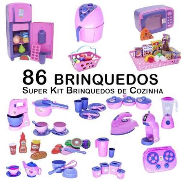 Imagem de Kit Infantil Mercado Geladeira Fogão Microondas Ferro 86P - Zuca Toys