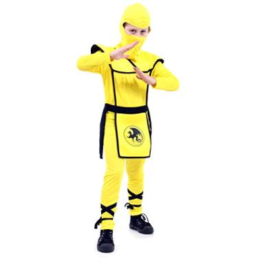 Imagem de Fantasia Ninja Luxo Amarelo Infantil 923111-P, Sulamericana Fantasias