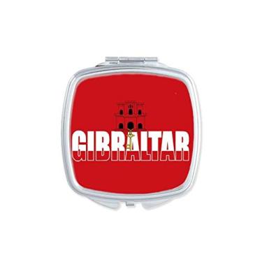 Imagem de Gibraltar Country Flag Name Square Mirror Portátil Compacto Bolso Maquiagem Vidro Dupla Face