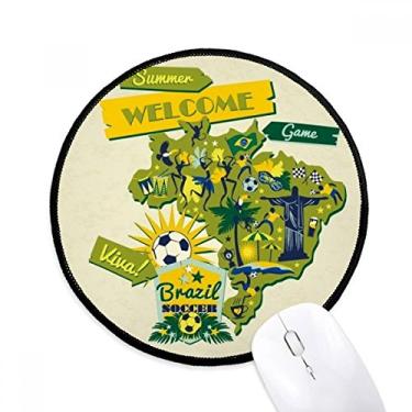Imagem de DIYthinker Welcom Brasil Summer Soccer Mouse Pad Desktop Office Tapete redondo para computador