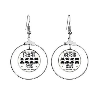 Imagem de Brincos de argola com pingente de pixel do jogador Game Over Little Monster, Metal, Na