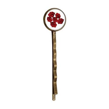 Imagem de Planta Flores Rosa Vermelha Flor Planta Retro Metal Cabelos Grampo Headwear
