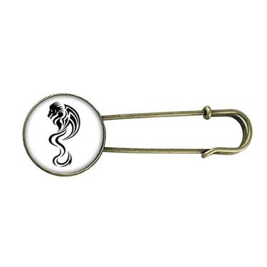 Imagem de Dragão Animal Art Grain Outline Retro Metal Broche Pin Clip Jewelry