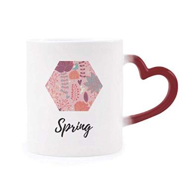 Imagem de Caneca vermelha de flor com tinta de planta sensível ao calor Caneca de grés que muda de cor vermelha