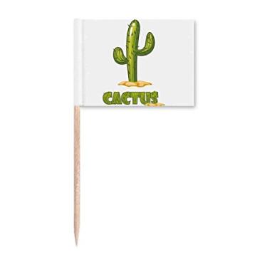 Imagem de Supculentas de cacto, bandeiras de palito de plantas em vaso verde, enfeite de festa