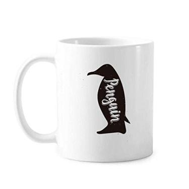 Imagem de Pinguim Caneca de animal preta e branca Cerâmica Caneca de café Porcelana Talheres