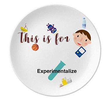 Imagem de Tubo de teste de ciência de laboratório, placa de porcelana para jantar redondo, menino
