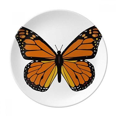 Imagem de Espécime de borboleta em placa laranja decorativa de porcelana salver louça louça de jantar