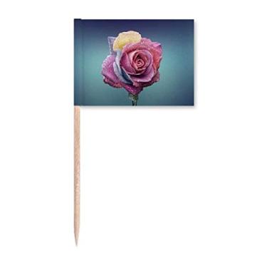 Imagem de Marcador de palito de flores em rosa escuro para decoração de festa