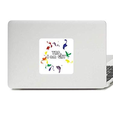 Imagem de LGBT Adesivo de vinil para laptop com bandeira de arco-íris Yap I Am Men