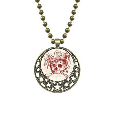 Imagem de DIYthinker Coringa Coringa Coroa Vermelha Esqueleto Padrão de Cartas Pingente Estrela Corrente Lua Joias