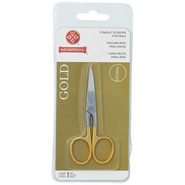 Imagem de Tesoura Unha Gold Reta 9 Cm, Mundial S/A, Prateado/ Dourado