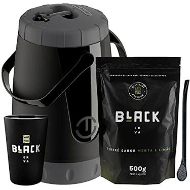 Imagem de Kit Tereré Black Erva Garrafa Lisa Cuia Erva Menta E Limão
