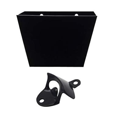 Imagem de Abridor de garrafas de refrigerantes de cerveja montado na parede com barril coletor preto