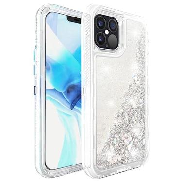 Imagem de Capa Glitter Dynamic Liquid Quicksand para iPhone 12 11 Pro Max X XS XR 8 6 7 Plus Cover 360 Shockproof Armor Phone Cases Film, Silver, For iPhone SE 2 2020