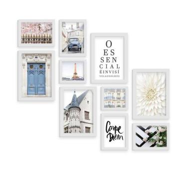 Imagem de Kit 10 Quadros Moldura Branca O Essencial Classico
