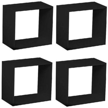 Imagem de Kit Quarto Infantil 4 Nichos Cubo Vitra Kit Cubos Baby Espresso Móveis Preto