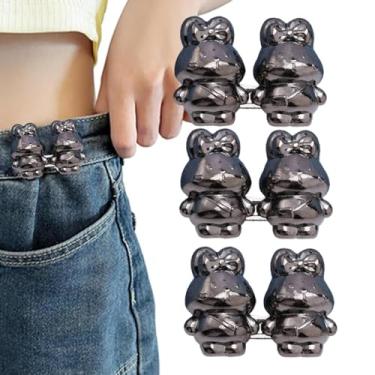 Imagem de Apertador de cintura de calça | 3 peças de botão de calça ajustável | Alfinetes de botões jeans em formato de coelho para jeans, saias e mangas aidong