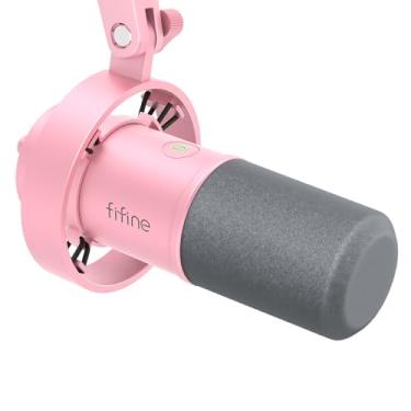 Imagem de FIFINE Microfone dinâmico XLR/USB, microfone de estúdio XLR para podcast vocal para gravação, mic USB com botão mudo, botão ganho, monitoramento de fones ouvido para vídeo- Amplitank K688 Pink