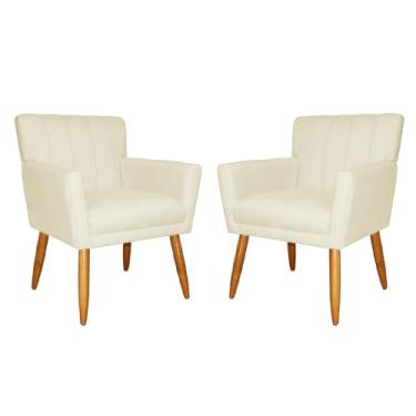 Imagem de Kit 2 Poltronas Decorativa Para Sala Recepção Cecília Suede Marfim - LM DECOR