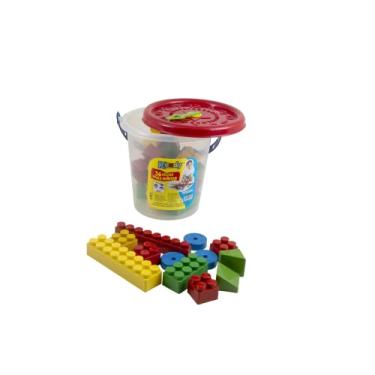 Imagem de Kendy, Brinquedo Educativo de Encaixar, Balde com 36 Peças Para Montar
