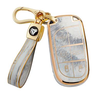 Imagem de ontto Capa para chave de controle remoto inteligente de 5 botões adequada para Jeep Grand Cherokee Renegade Chrysler 200 300 Dodge RAM Durango Challenger Journey cinza