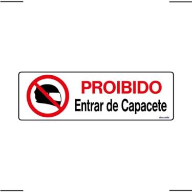 Imagem de Placa De Sinalização Proibido Entrar De Capacete 30x10 Ekomunike - P-26/2 F9e