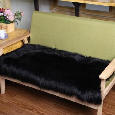 Imagem de Tapete macio para sala de estar, área quente, macio, quarto, preto, 50x50cm