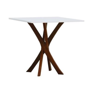 Imagem de Mesa De Jantar Tiê Tampo Quadrado 80x80 Amêndoa-branco