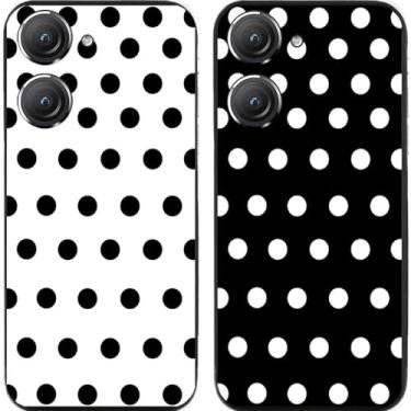 Imagem de 2 peças de capa de telefone traseira preta e branca de bolinhas TPU gel silicone para Asus Zenfone 8/9/10 (Asus Zenfone 9)