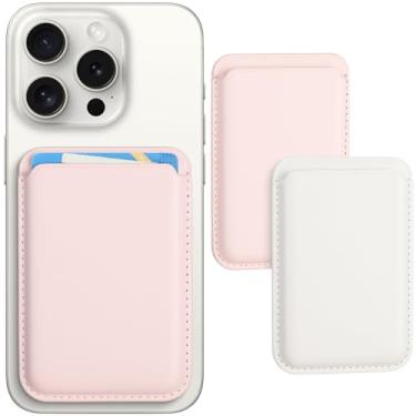 Imagem de Zemexy Carteira magnética para cartão de telefone com Magsafe, 2 unidades de acessórios de carteira segura para Apple iPhone 15 14 13 12 Pro/Pro Max/Plus/Mini Safe Case Series (branco, rosa)