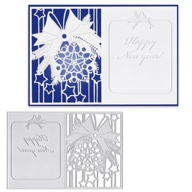 Imagem de ABTOLS Matrizes de metal para corte de envelope de ano novo, moldes de floco de neve de Natal, moldes de estrela de sino 3D, moldes de estênceis em relevo para cartões, scrapbooking e faça você mesmo,