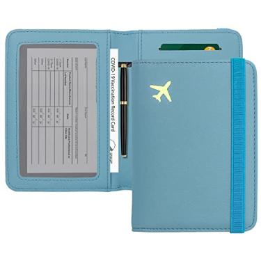 Imagem de Zoppen Combo porta-cartões de passaporte e vacina, porta-passaporte com compartimento para cartão de vacina serve para cartão de vacina de 10 x 9 cm, organizador de documentos essenciais de viagem,