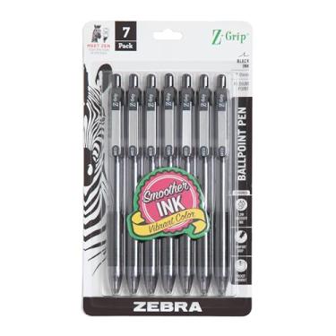 Imagem de Zebra Pen Caneta esferográfica retrátil Z-Grip, ponta média, 1,0 mm, tinta preta, pacote com 7 (22271)