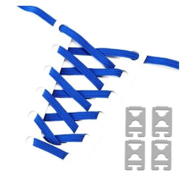 Imagem de Elastic No Tie Shoe Laces Anchors Flat Shoelace Lock Clip for Adults and Kids Tieless Shoelaces for Sneakers(Royal blue)