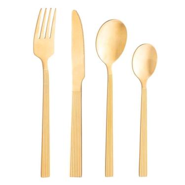 Imagem de Faqueiro 16 Peças de Aço Inox Athenas Dourado