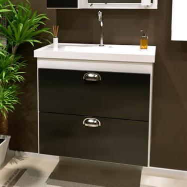 Imagem de Gabinete Toucador Para Banheiro Veneza Com Cuba 58cm Branco/Preto