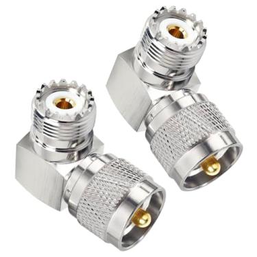 Imagem de CESS Adaptador de ângulo reto UHF plugue macho PL259 para SO239 conector fêmea - UHF macho para fêmea (pacote com 2)