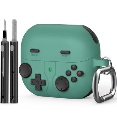 Imagem de Capa para Samsung Galaxy Buds 3 com kit de limpeza, capa protetora de silicone macio para Galaxy Buds 3 Pro, acessórios com chaveiro, verde