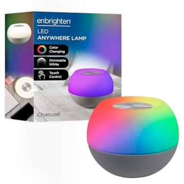 Imagem de ENBRIGHTEN Lâmpada LED que muda de cor, luz noturna moderna, branco regulável e RGB vibrante, sensor de toque liga/desliga, compacta, ideal para cabeceira, escritório, dormitório, quarto infantil,