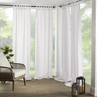 Imagem de Elrene Home Fashions Painel de cortina de janela única com proteção UV sólida para pátio, pérgola, varanda, deck, lanai e cabana branca 132 x 213 cm (1 painel)