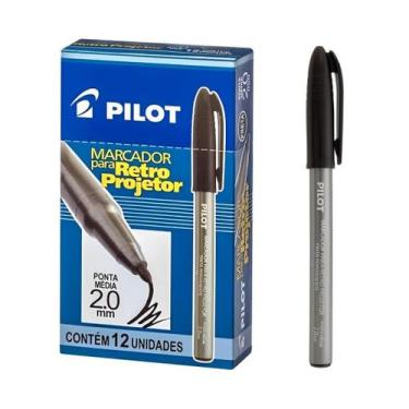 Imagem de Caixa com 12 Marcador para Retroprojetor 2.0 Preto Pilot