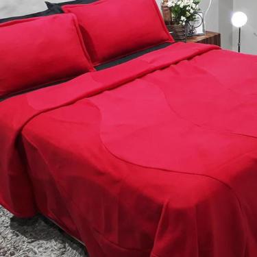 Imagem de Cobertor casal queen duplo soft mais duas fronhas vermelho - ESPAÇO CA