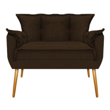 Imagem de Kit Namoradeira, Poltrona e Puff Opala Base Giratória de Madeira Suede