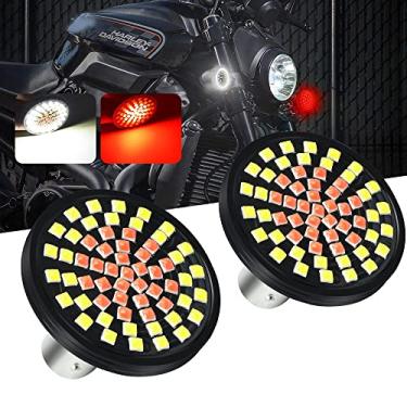 Imagem de Vooda Kit de lâmpada de seta de motocicleta pacote com 2 unidades 60 SMD3030 1157 LED 5.1 cm BAY15D 2357 2057 7528 super brilhante LED de duas cores para David son Har ley (branco + vermelho: