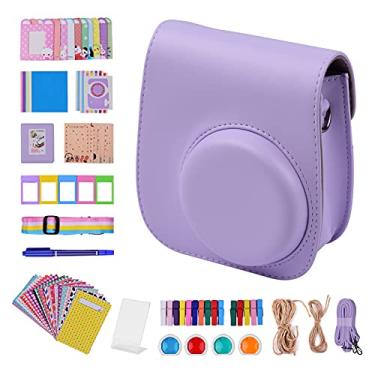 Imagem de Kit de conjunto de acessórios para camera instantanea 12 em 1 compatível com Fujifilm Instax Mini 11 incluindo bolsa para camera/al?a para camera/álbum de fotos/clipes de fotos/porta-retra/453(Roxa)
