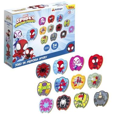 Imagem de Brinquedo Infantil Educativo Jogo da Memória Homem Aranha 24 Peças Mad