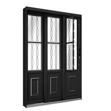 Imagem de Porta de Correr de Aço com Postigo 213 x 150 x 17 cm Preto 3 Folhas Di