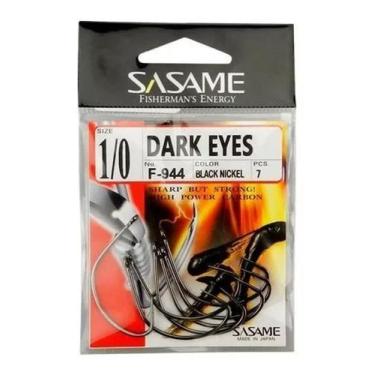Imagem de Anzol Japonês Dark Eyes 1/0 - Black Nockel Carbon - 7 Peças - Sasame