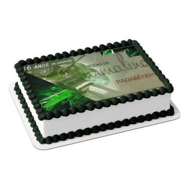 Imagem de Papel Arroz P/ Bolo Bodas De Turmalina 16 Anos De Casamento - Genérico